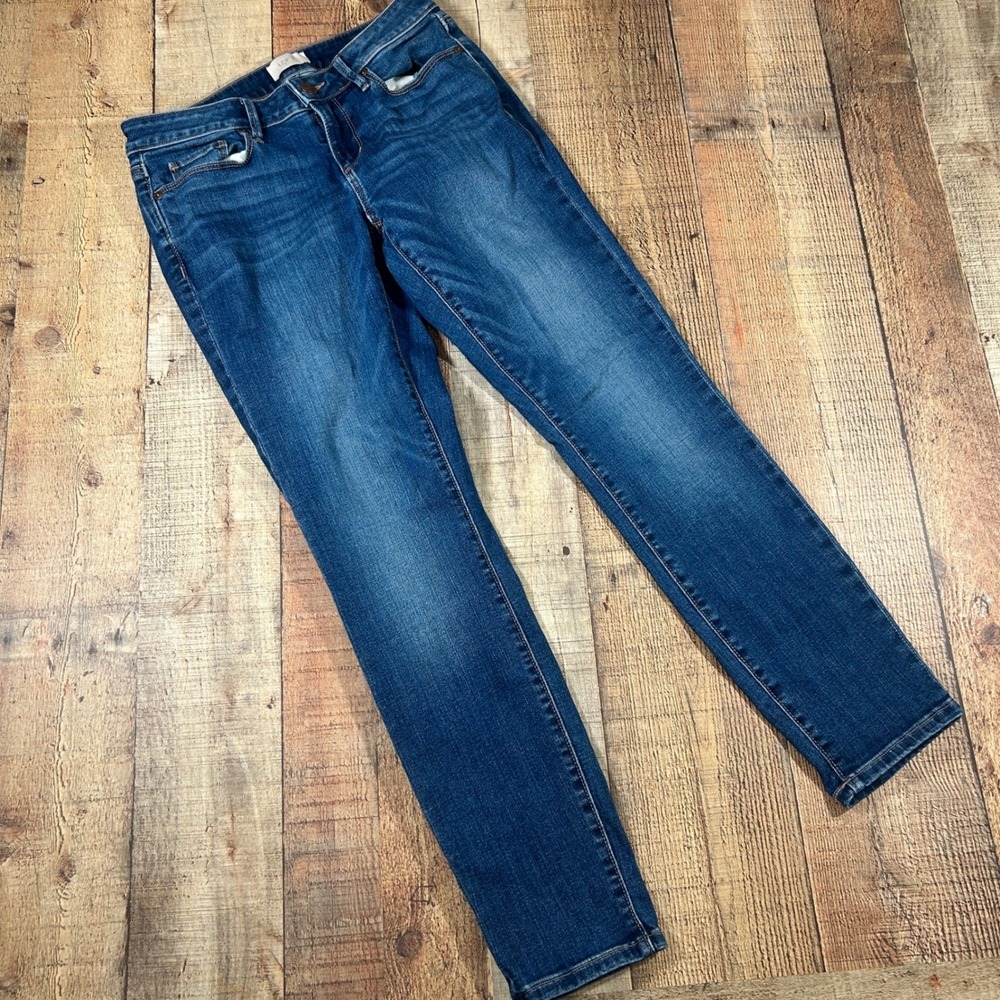 Loft Outlet Size 2 Blue Denim Curvy Skinny Jeans Medium Wash Stretch Casual Pant